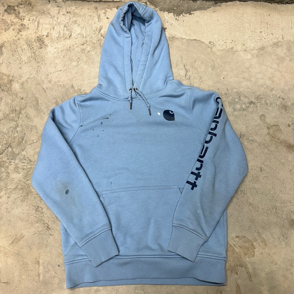 Carhartt Relaxed Fit Light Blue Hoodie Hooded Sweatshirt M 8-10